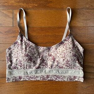 Lucky Brand Floral Bralette with Lace Trim Size Medium Purple
